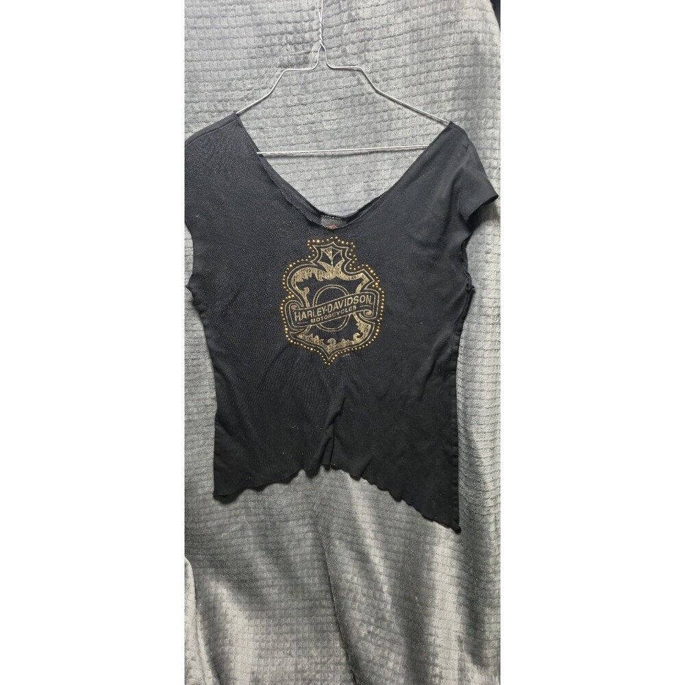 Harley-Davidson Sleeveless Tee • Sauk Prairie WI • Gold Studs • Women’s M •Black